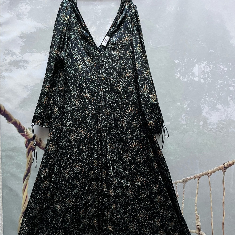 Aritzia Black-Green Floral Long Sleeve Dress by Aritzia /Little Moon